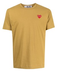 gelbes besticktes T-Shirt mit einem Rundhalsausschnitt von Comme Des Garcons Play