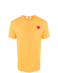 gelbes besticktes T-Shirt mit einem Rundhalsausschnitt von Comme Des Garcons Play