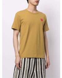 gelbes besticktes T-Shirt mit einem Rundhalsausschnitt von Comme Des Garcons Play