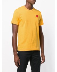 gelbes besticktes T-Shirt mit einem Rundhalsausschnitt von Comme Des Garcons Play