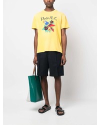 gelbes besticktes T-Shirt mit einem Rundhalsausschnitt von Polo Ralph Lauren