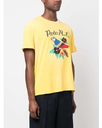gelbes besticktes T-Shirt mit einem Rundhalsausschnitt von Polo Ralph Lauren