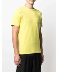 gelbes besticktes T-Shirt mit einem Rundhalsausschnitt von Stone Island