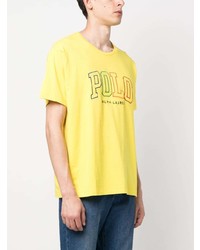 gelbes besticktes T-Shirt mit einem Rundhalsausschnitt von Polo Ralph Lauren