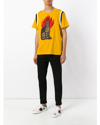 gelbes besticktes T-Shirt mit einem Rundhalsausschnitt von Gucci