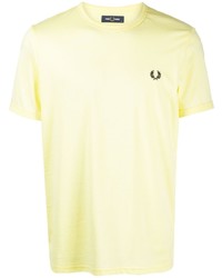 gelbes besticktes T-Shirt mit einem Rundhalsausschnitt von Fred Perry