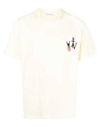 gelbes besticktes T-Shirt mit einem Rundhalsausschnitt von JW Anderson