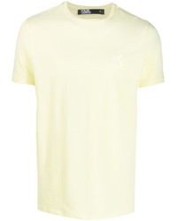 gelbes besticktes T-Shirt mit einem Rundhalsausschnitt von Karl Lagerfeld