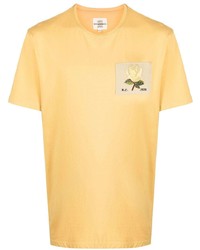 gelbes besticktes T-Shirt mit einem Rundhalsausschnitt von Kent & Curwen