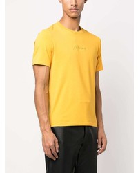gelbes besticktes T-Shirt mit einem Rundhalsausschnitt von Moschino