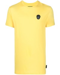 gelbes besticktes T-Shirt mit einem Rundhalsausschnitt von Philipp Plein