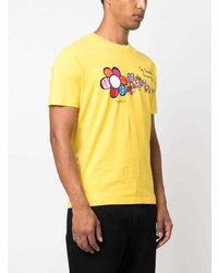 gelbes besticktes T-Shirt mit einem Rundhalsausschnitt von MC2 Saint Barth