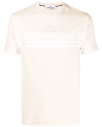 gelbes besticktes T-Shirt mit einem Rundhalsausschnitt von Stone Island