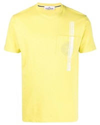 gelbes besticktes T-Shirt mit einem Rundhalsausschnitt von Stone Island