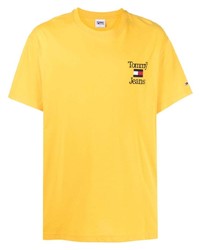 gelbes besticktes T-Shirt mit einem Rundhalsausschnitt von Tommy Jeans