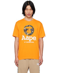 gelbes Camouflage T-Shirt mit einem Rundhalsausschnitt von AAPE BY A BATHING APE