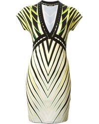 gelbes figurbetontes Kleid mit geometrischem Muster von Roberto Cavalli