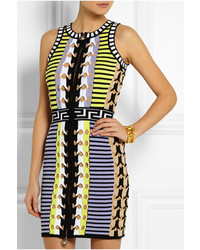 gelbes figurbetontes Kleid mit geometrischem Muster von Versace