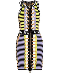 gelbes figurbetontes Kleid mit geometrischem Muster von Versace