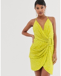 gelbes gerade geschnittenes Kleid aus Pailletten von ASOS DESIGN
