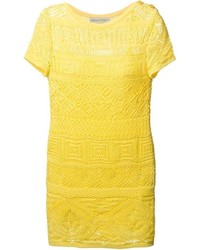 gelbes gerade geschnittenes Kleid aus Spitze von Emilio Pucci
