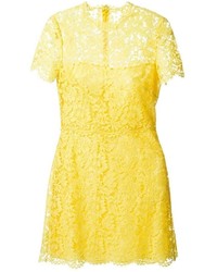gelbes gerade geschnittenes Kleid aus Spitze von Valentino