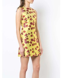 gelbes gerade geschnittenes Kleid mit Blumenmuster von Alice + Olivia