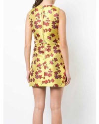gelbes gerade geschnittenes Kleid mit Blumenmuster von Alice + Olivia