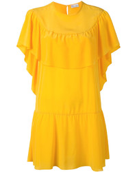 gelbes gerade geschnittenes Kleid mit Rüschen von RED Valentino