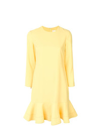 gelbes gerade geschnittenes Kleid mit Rüschen von Victoria Victoria Beckham