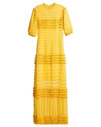 gelbes horizontal gestreiftes Kleid