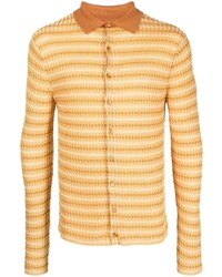 gelbes horizontal gestreiftes Langarmhemd von Eckhaus Latta