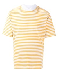 gelbes horizontal gestreiftes T-Shirt mit einem Rundhalsausschnitt von Barbour