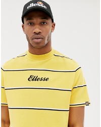 gelbes horizontal gestreiftes T-Shirt mit einem Rundhalsausschnitt von Ellesse