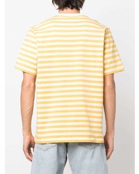 gelbes horizontal gestreiftes T-Shirt mit einem Rundhalsausschnitt von Carhartt WIP