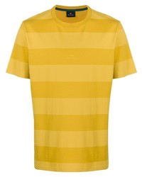 gelbes horizontal gestreiftes T-Shirt mit einem Rundhalsausschnitt von PS Paul Smith