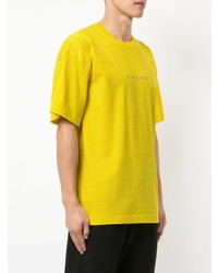 gelbes horizontal gestreiftes T-Shirt mit einem Rundhalsausschnitt von GUILD PRIME