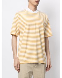 gelbes horizontal gestreiftes T-Shirt mit einem Rundhalsausschnitt von Barbour