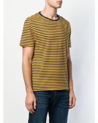 gelbes horizontal gestreiftes T-Shirt mit einem Rundhalsausschnitt von Polo Ralph Lauren