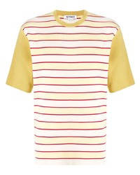 gelbes horizontal gestreiftes T-Shirt mit einem Rundhalsausschnitt von Sunnei