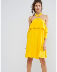 gelbes Kleid mit Lochstickerei von Asos
