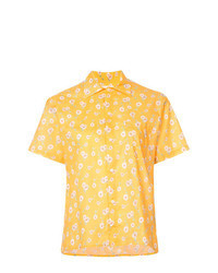 gelbes Kurzarmhemd mit Blumenmuster