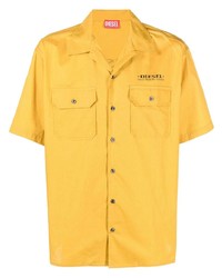 gelbes Kurzarmhemd mit Blumenmuster von Diesel