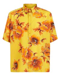 gelbes Kurzarmhemd mit Blumenmuster von Etro