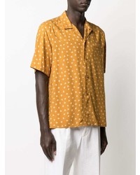 gelbes Kurzarmhemd mit Blumenmuster von Saint Laurent