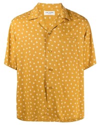 gelbes Kurzarmhemd mit Blumenmuster von Saint Laurent