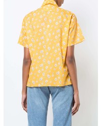 gelbes Kurzarmhemd mit Blumenmuster von R13