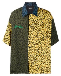 gelbes Kurzarmhemd mit Leopardenmuster von Just Don