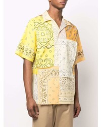 gelbes Kurzarmhemd mit Paisley-Muster von Kenzo