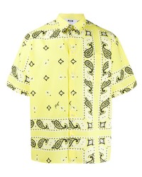 gelbes Kurzarmhemd mit Paisley-Muster von MSGM